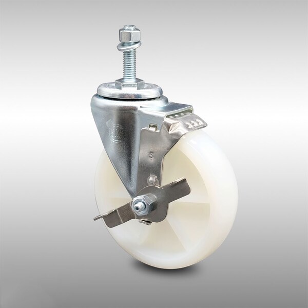 Service Caster 5 Inch SS Nylon Wheel Swivel 10mm Threaded Stem Caster with Brake SCC SCC-SSTS20S514-NYS-TLB-M1015 - main